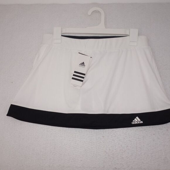 NEW Adidas Galaxy Skort Skirt Golf Tennis Climalite White Black Women's Medium - Picture 6 of 10